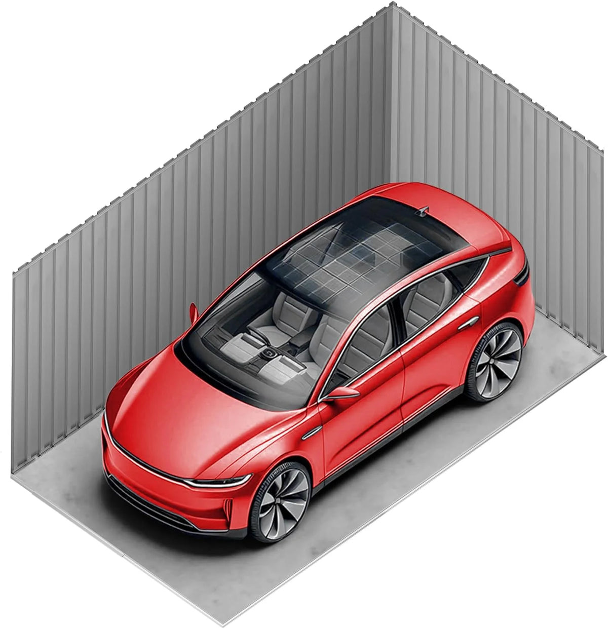 2026 Wasabi - Garaje Metálico 19,52m2 Jarama – Portón Amplio Enrollable - Resguardo Exterior Coche - Cierre Seguridad Llave - Puerta Lateral Peatonal - Cochera Cobertizo Jardín Almacenaje – 576x338x243cm