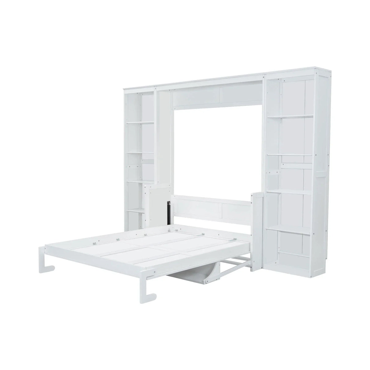 2026 NewQueen Size Murphy Bed with Desk and Bookshelf(White)