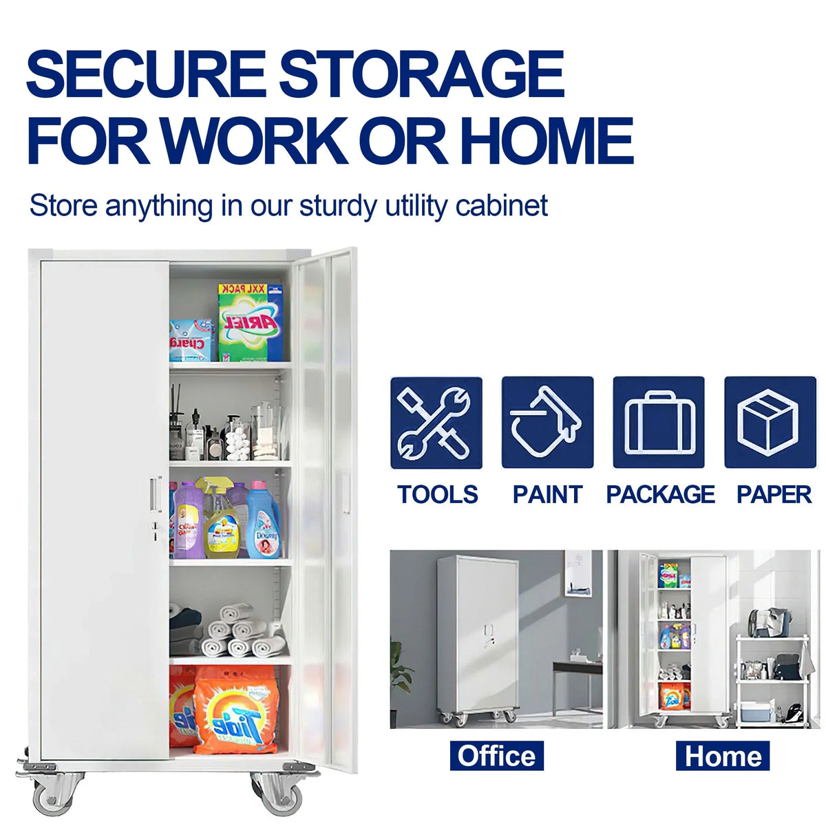 2026 NewAobabo 72 Inch Locking Storage Cabinet w/ Adjustable Shelves, Gray