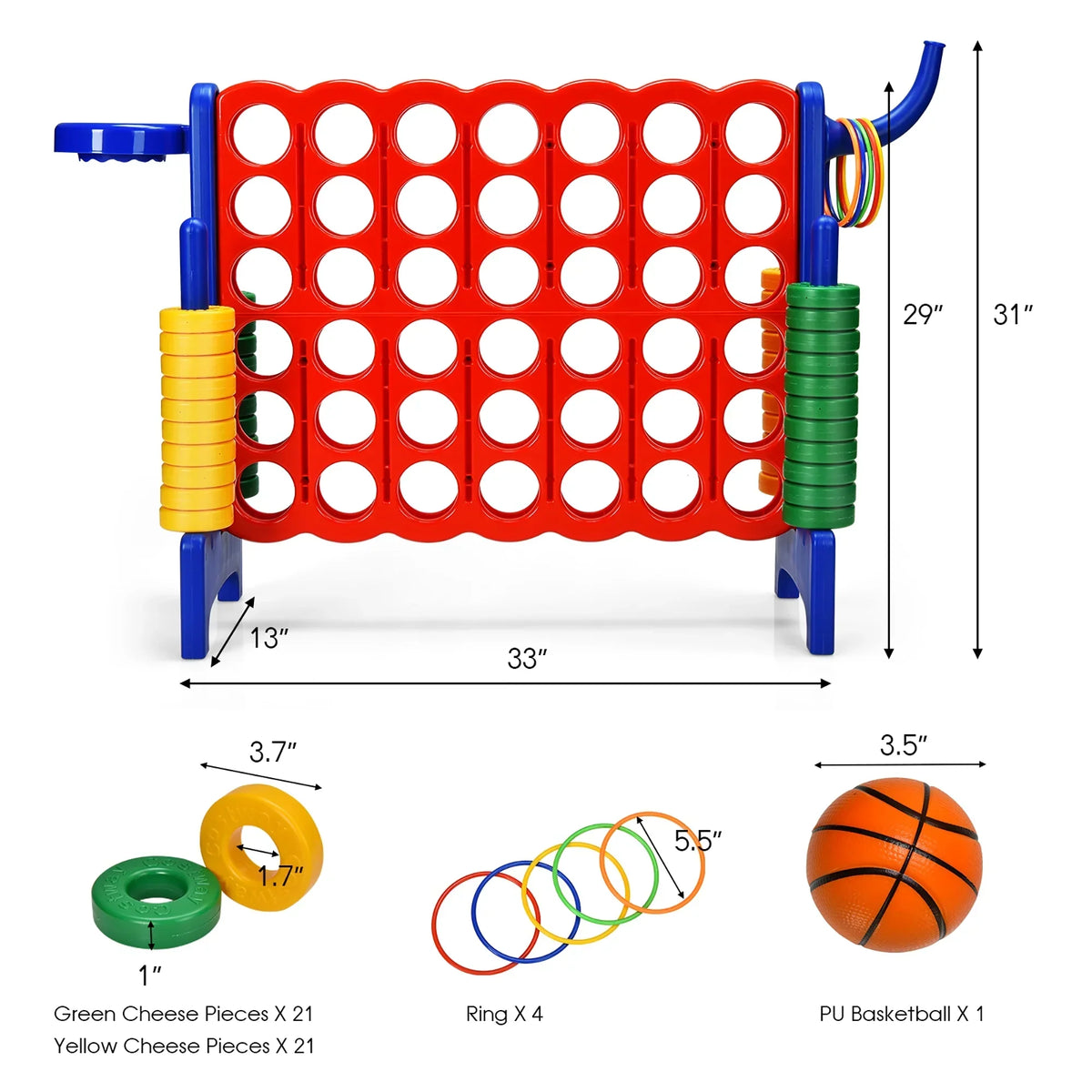 2026 NewCostway Giant 4 in A Row Jumbo 4-to-Score Game Set W/Storage Carrying Bag for Kids Adult