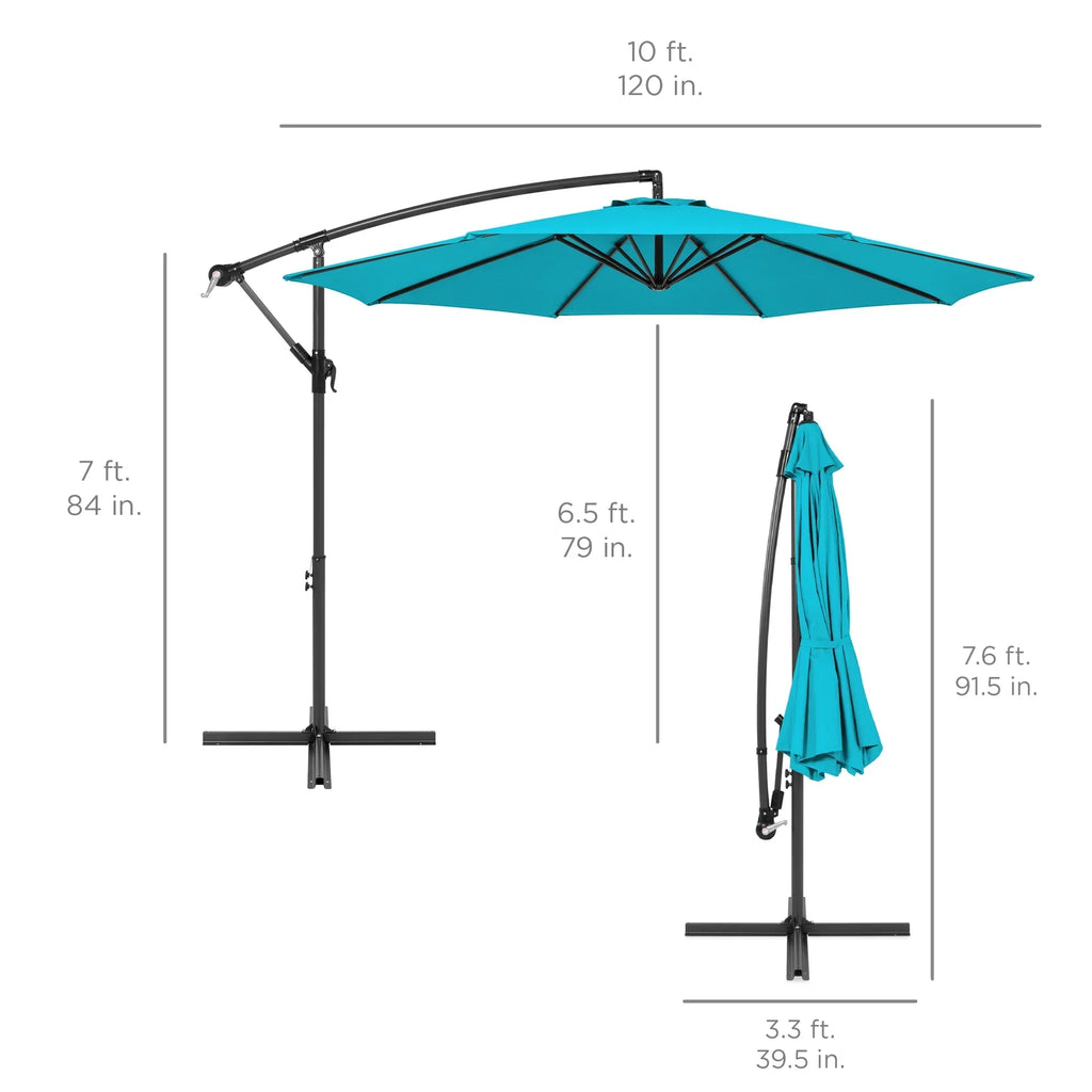 2026 NewBest Choice Products 10ft Offset Hanging Outdoor Market Patio Umbrella w/ Easy Tilt Adjustment - Tan