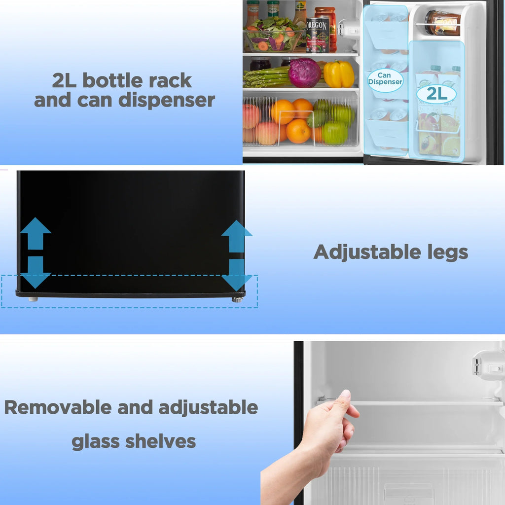 2026 NewArctic King 3.2 Cu ft Two Door Mini Fridge with Freezer, Stainless Steel, E-Star