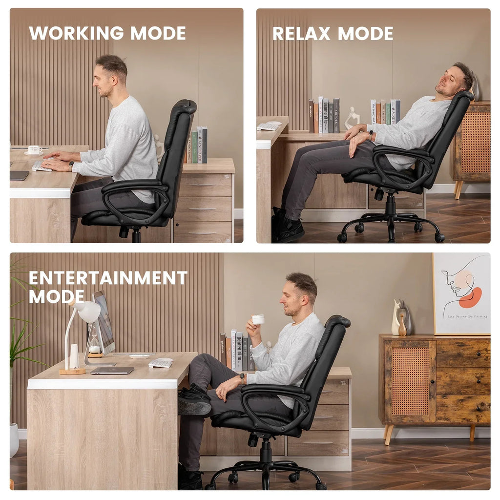 2026 NewMainstays Executive Ergonomic High Back Leather Home Office Desk Chair, Black