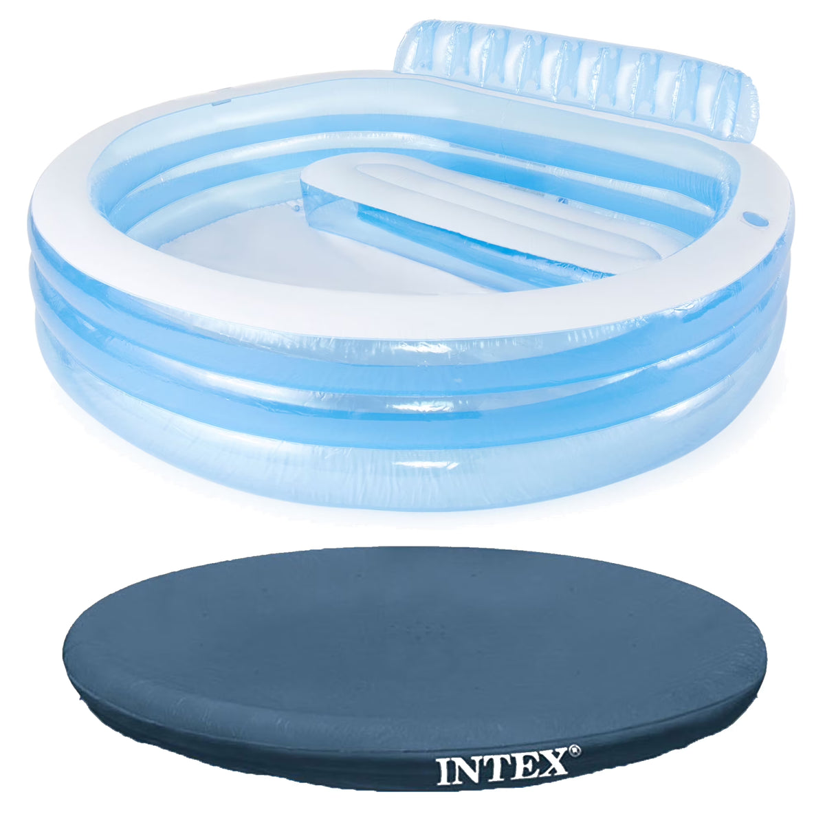 2026 NewIntex Swim Center Round Inflatable Outdoor Lounge Pool with Pool Cover
