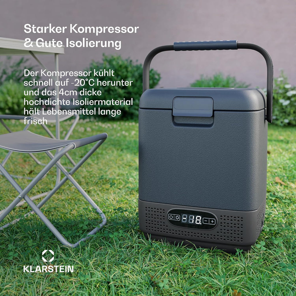 2026 Nevera portátil Klarstein SwiftFrost de 12 litros con compresor y compartimento congelador: nevera eléctrica portátil, pantalla LED, doble alimentación (12 V/230 V), de -20 °C a 20 °C, modos ECO y MAX, ideal para acampadas y coches.