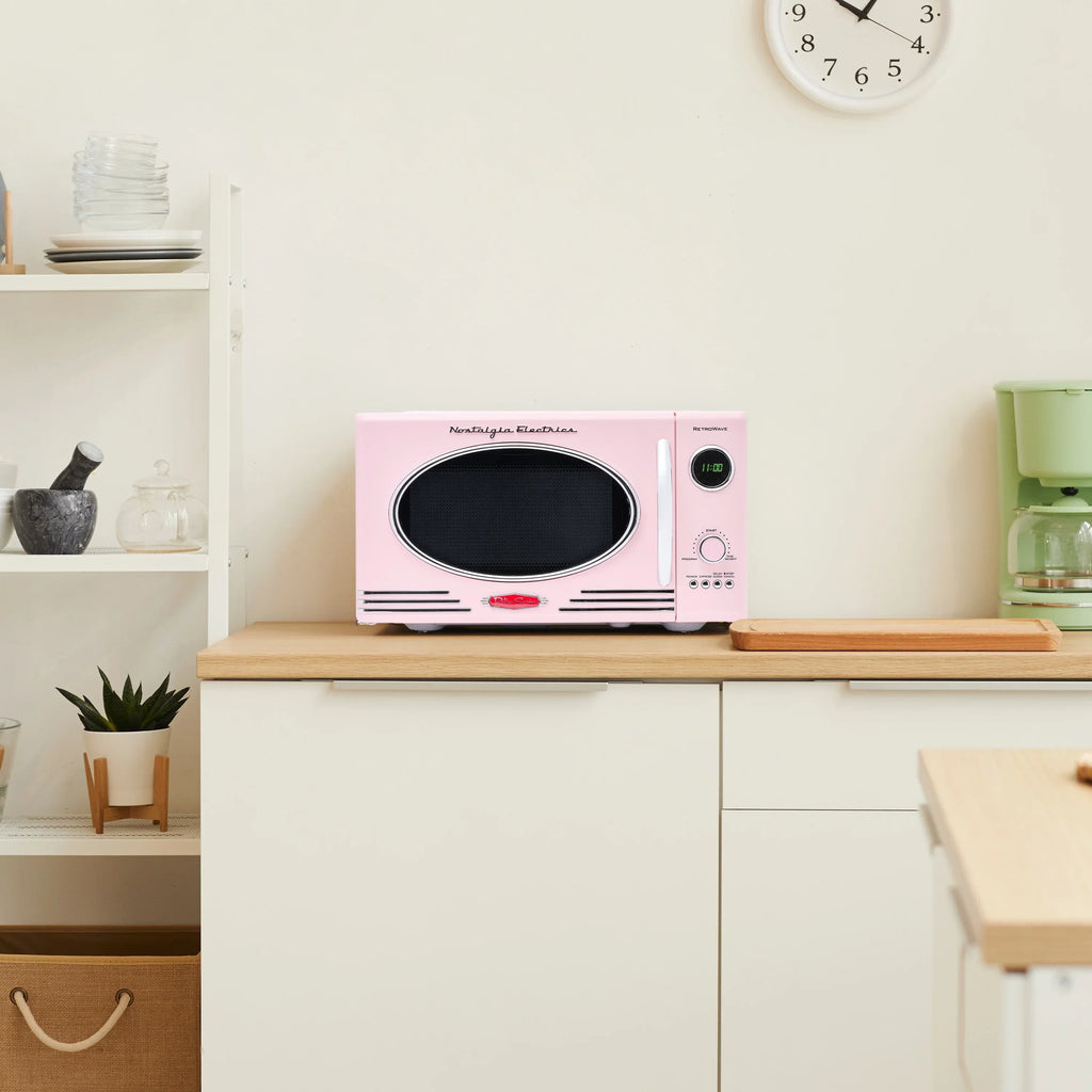 2026 NewNostalgia Retro Microwave for Countertop 0.9 cu ft Vintage Microwave, Ivory