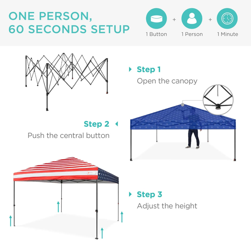 2026 NewBest Choice Products 12x12ft Easy Setup Pop Up Canopy w/ 1-Button Setup, Wheeled Case, 4 Weight Bags - Navy Blue