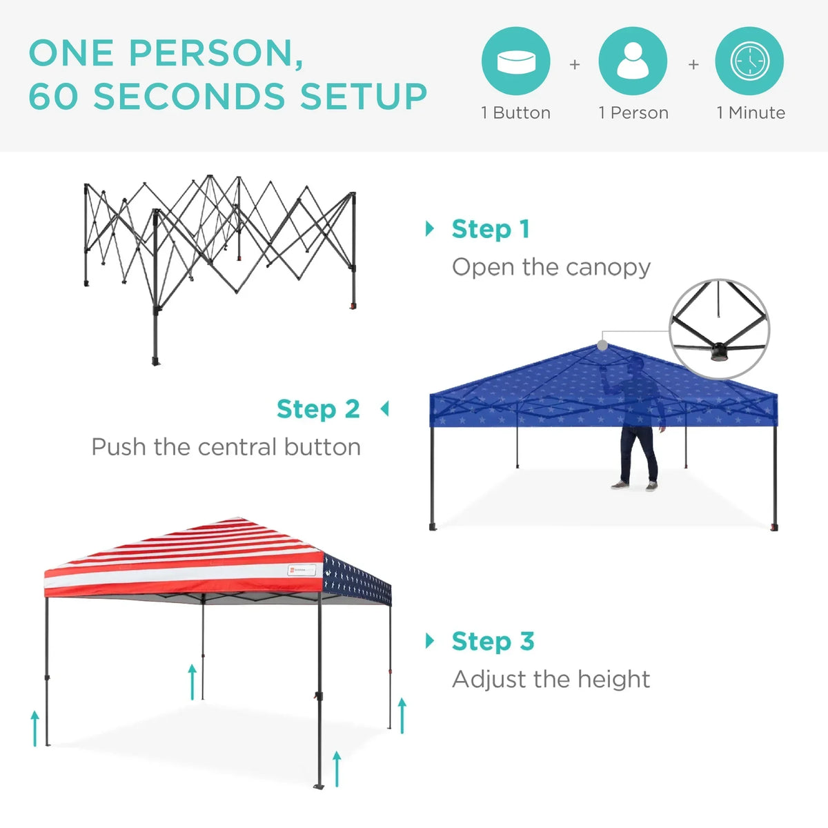 2026 NewBest Choice Products 12x12ft Easy Setup Pop Up Canopy w/ 1-Button Setup, Wheeled Case, 4 Weight Bags - Navy Blue