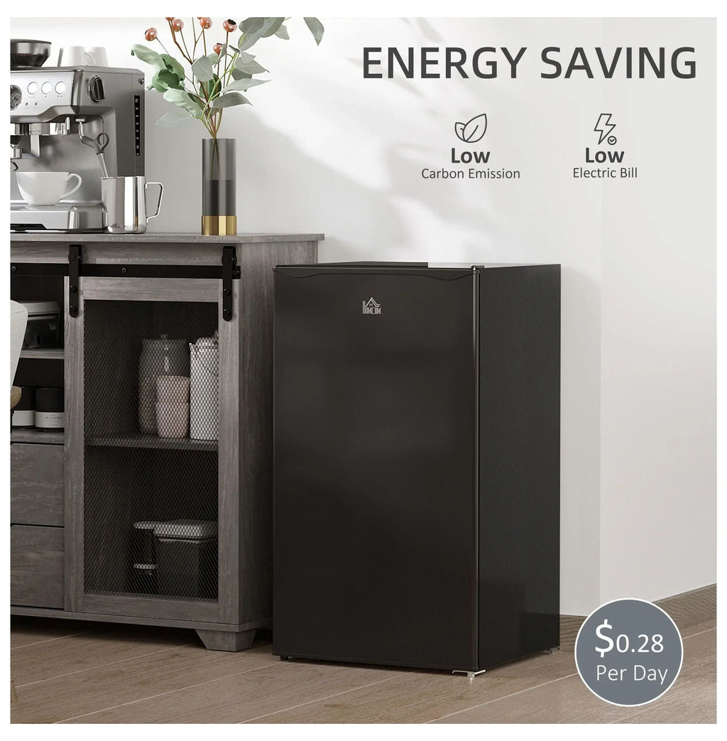 2026 NewMini Fridge with Freezer, 3.2 Cu.Ft Compact Refrigerator for Bedroom, Dorm, Apartment - Adjustable Thermostat, Reversible Door, Black