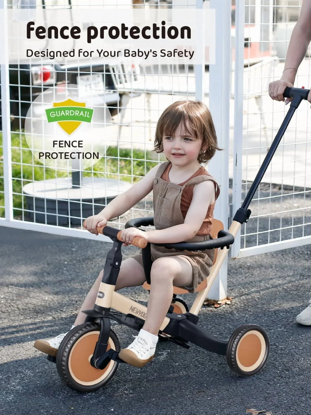 2026 Newnewyoo TR008 5-in-1 Toddler Tricycle with Push Handle, Converts to Balance Bike for 1-3 Year Old, Khaki
