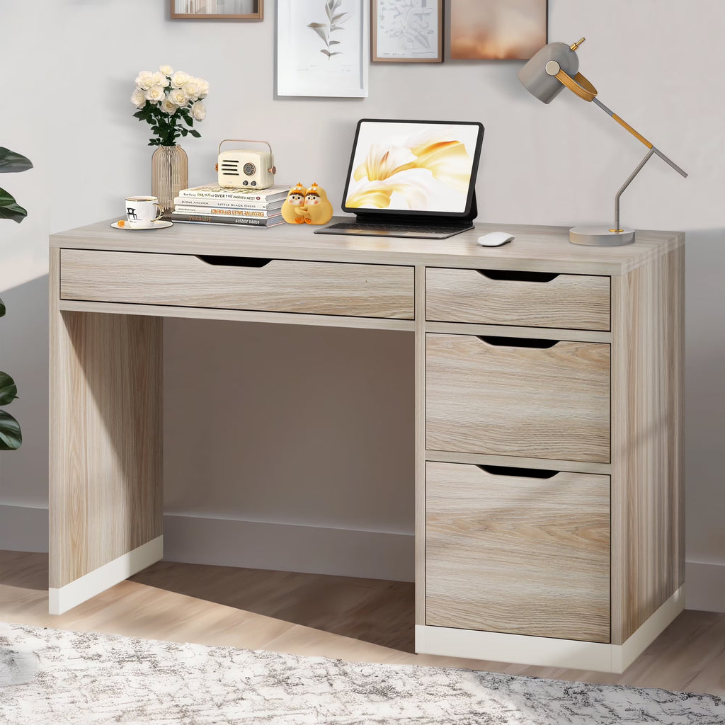 2026 NewDreamCurship White Desk with Drawers, Modern Computer Desk with File Drawers, Home Office Study Writing Desk with Storage, White