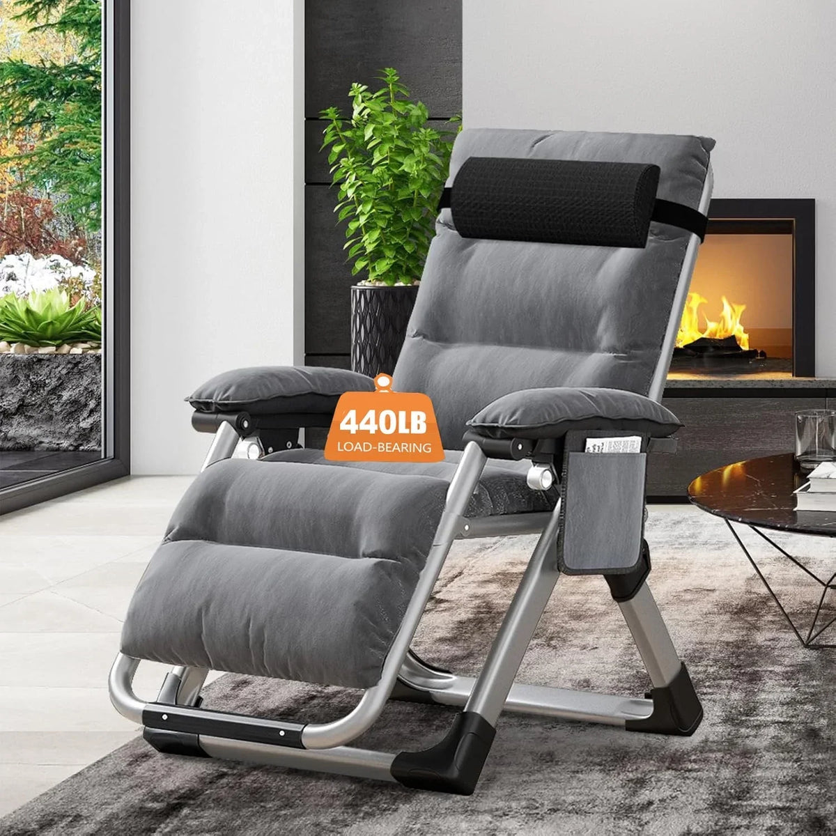 2026 NewNAIZEA 2 Pack Zero Gravity Chair, Foldable Portable Lawn Recliner with Cushion, Headrest, Cup Holder, Black