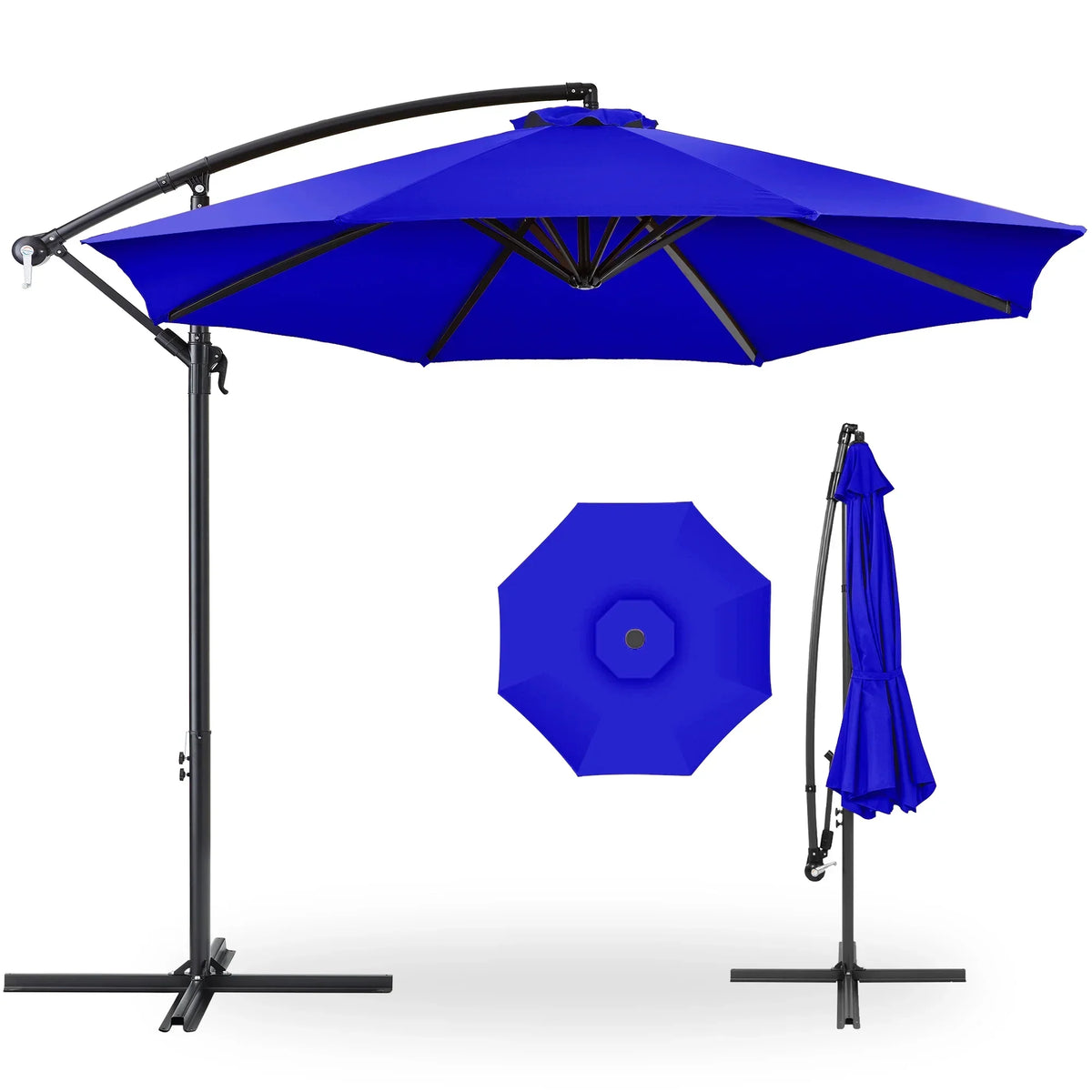 2026 NewBest Choice Products 10ft Offset Hanging Outdoor Market Patio Umbrella w/ Easy Tilt Adjustment - Tan
