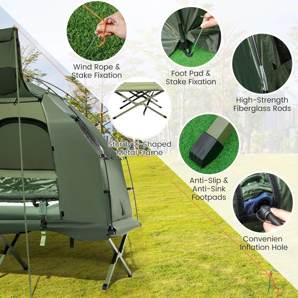 2026 NewGoplus 1-Person Waterproof Camping Tent Cot with Air Mattress, Pillow, Sleeping Bag