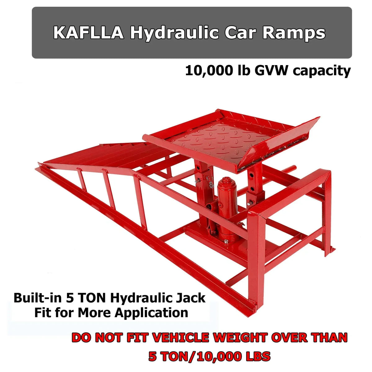 2026 NewConfote Car Ramps, 2PCS 5T 10000lbs Portable Heavy Duty Hydraulic Car Ramps, Lift Ramp for Truck Vehicle Auto Garage Repair Red
