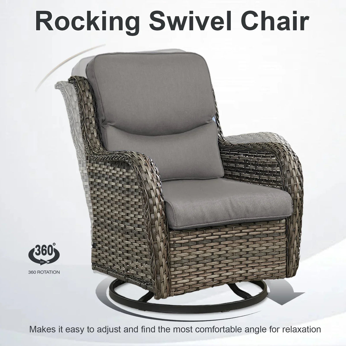 2026 NewPOCASSY Patio Swivel Chairs, Outdoor Wicker Swivel Glider Rocking Chairs with High Back and Thick Cushions for Porch Deck - Set of 2, Beige