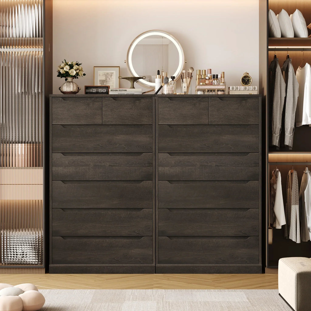 2026 NewHomfa 7 Drawer White Dresser, 51.3"H Wood Storage Cabinet with Upgraded Stable Base, Vertical Chest for Bedroom Living Room