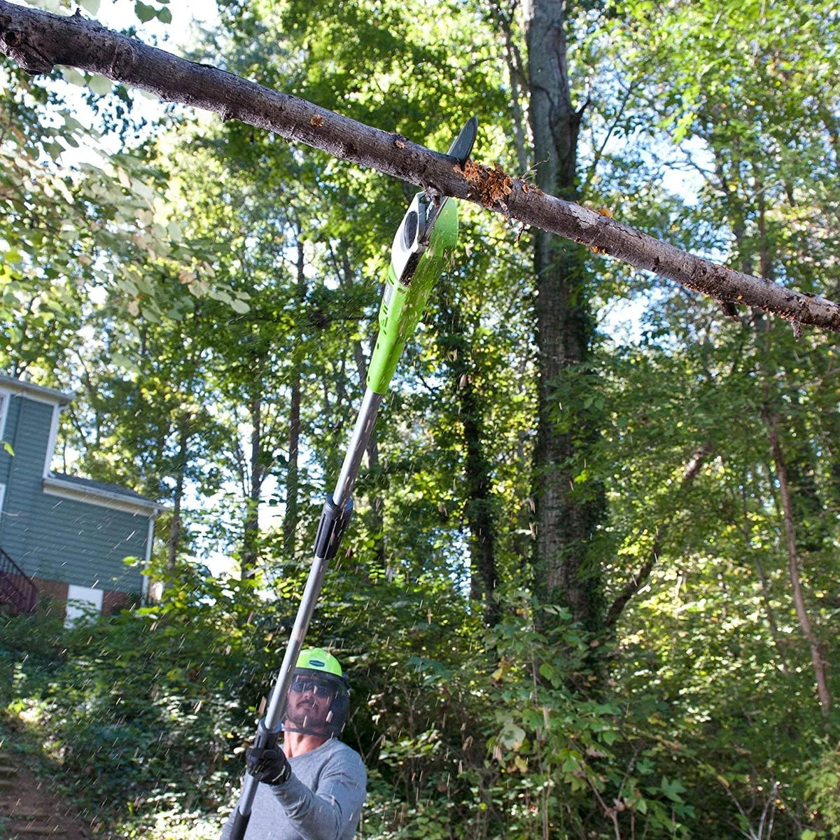 2026 NewGreenworks 40V 20" Battery Powered Pole Saw with Hedge Trimmer Attachment + 2.0 Ah Battery and Charger