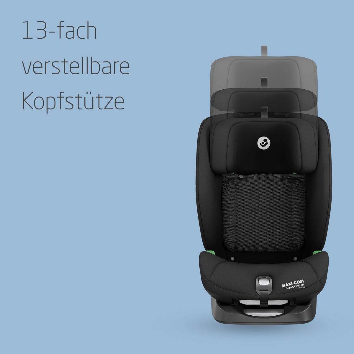2026 Silla de coche convertible Maxi-Cosi Titan S Comfort i-Size, tejidos transpirables y confortables, de 15 meses a 12 años (76–150 cm), sistema ISOFIX, 5 posiciones de asiento y 13 posiciones de reposacabezas, color negro auténtico.