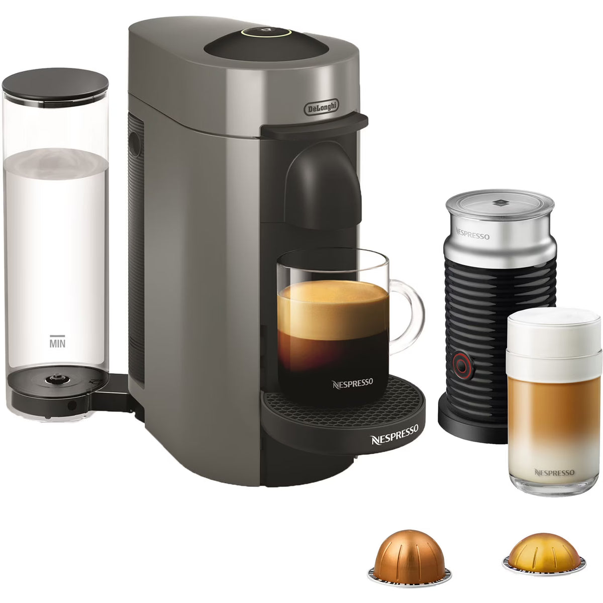 2026 NewNespresso New Vertuo Plus Coffee and Espresso Machine by De'Longhi with Aerocinno, Gray, Single-Serve Brewers