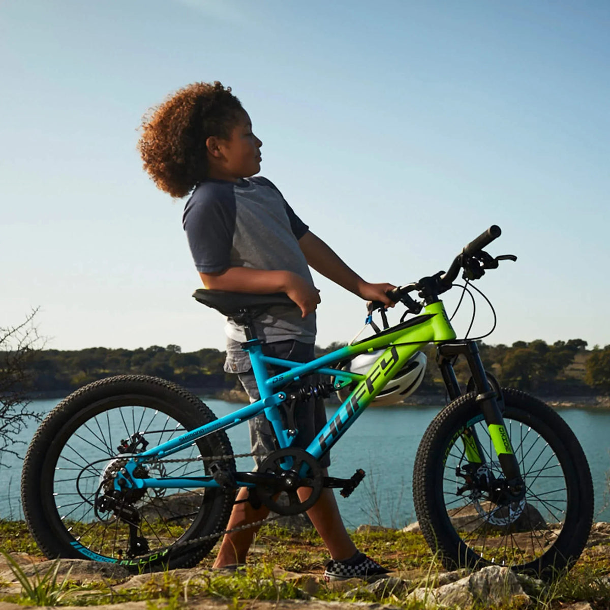 2026 New20-inch Oxide Boys Mountain Bike for Kids, Lime / Blue