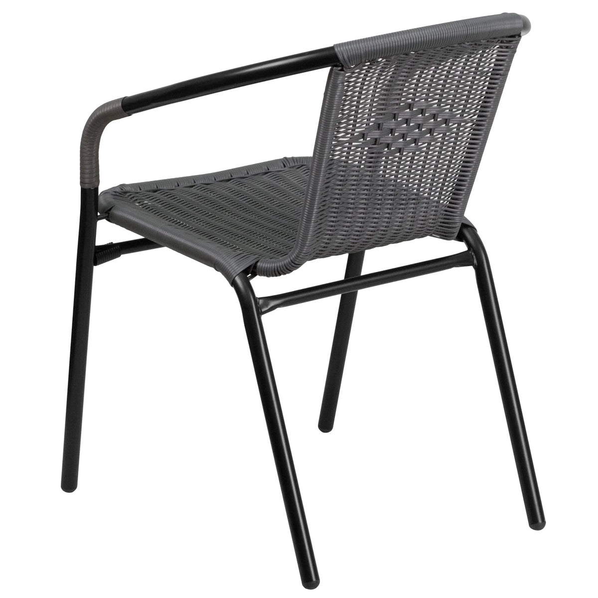 2026 NewEmma + Oliver Indoor/Outdoor Stacking Rattan Restaurant Patio Chairs, Set of 2, Gray