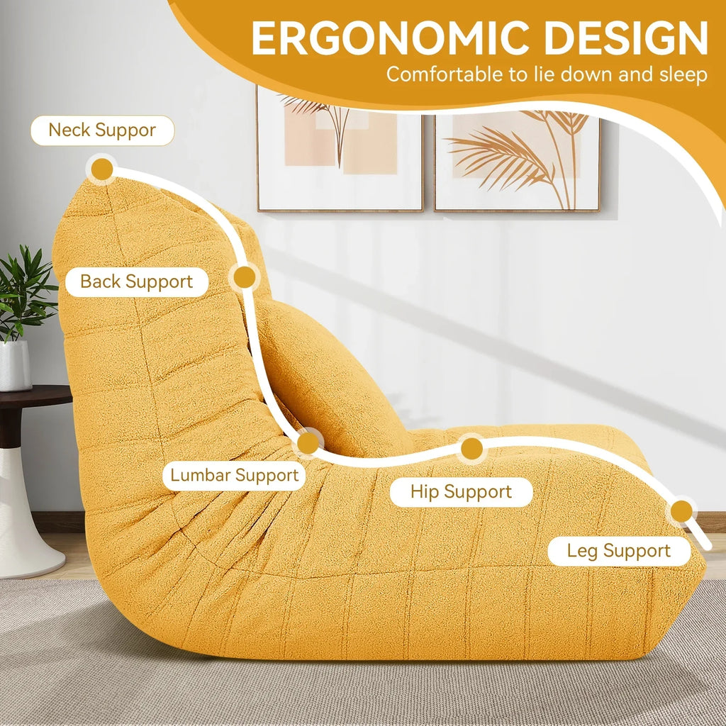 2026 NewVFD Bean Bag Chairs for Adults, Beanbag Chair with Ottoman Lounge Sofa Memory Foam Comfy Reading Chair for Bedroom & Living Room, Lazy Floor Sofa Couch