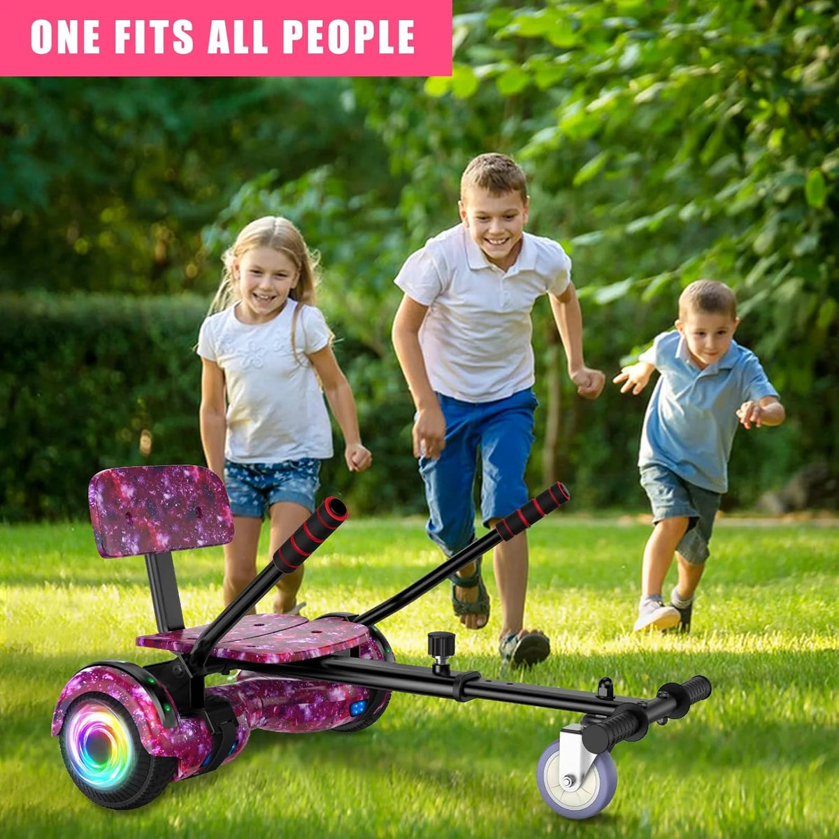 2026 Hoverboard con asiento, tabla flotante autoequilibrada de 6,5" con altavoces Bluetooth y luces LED para niños y adultos