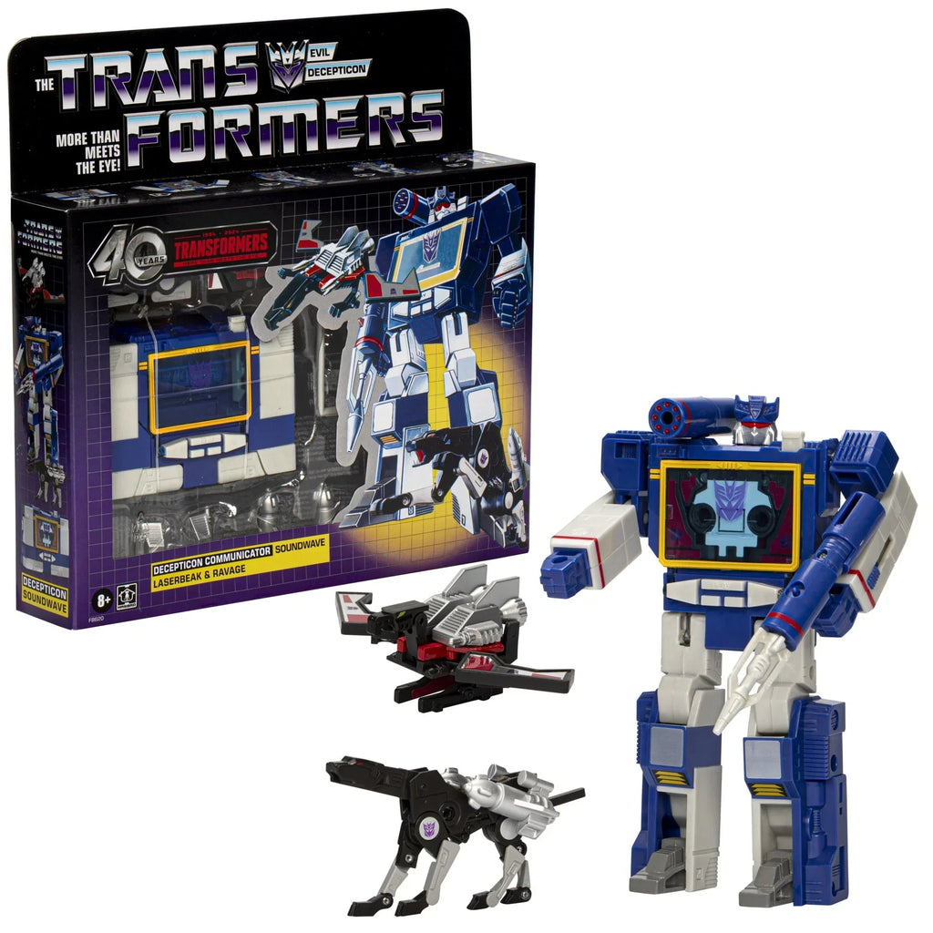 2026 NewTransformers Toys Retro 40th Anniversary Soundwave, Laserbeak, & Ravage Action Figures