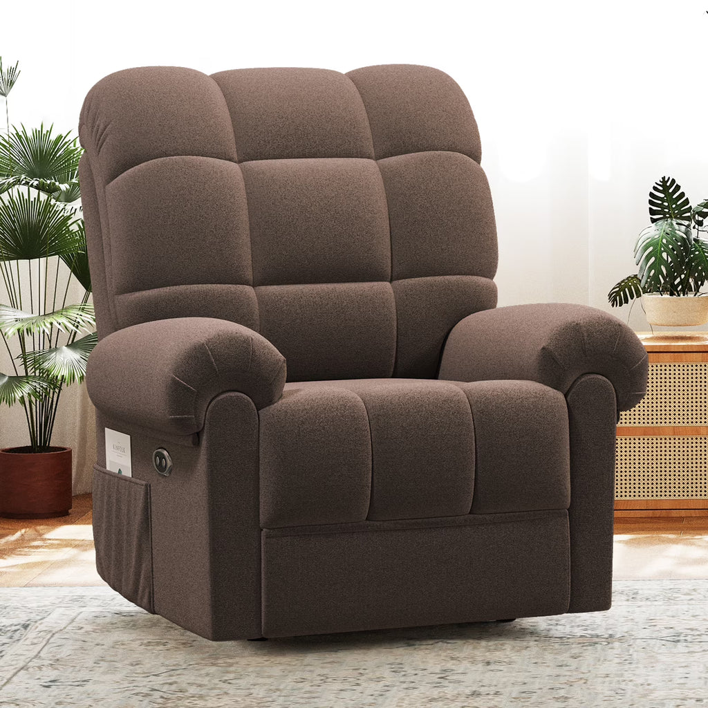 2026 NewPower Recliner Chair,Electric Recline Sofa Chair for Adults with USB Port,Comfy Teddy Fleece Adjustable Cloud Sofa,Tool-Free Setup,Beige White