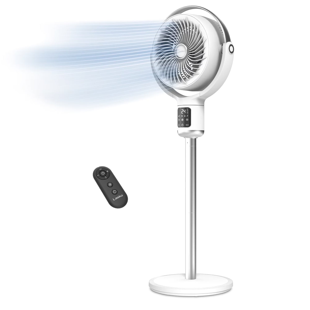 2026 NewLasko Whirlwind 7" 24-Speed Orbital Motion 25ft/s Airflow Remote Control Pedestal Fan, APDC301