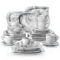 2026 Newvancasso 36 pcs Dinnerware Sets, Plates and Bowls Set for 6, Porcelain Dinner Set, Marble Gray
