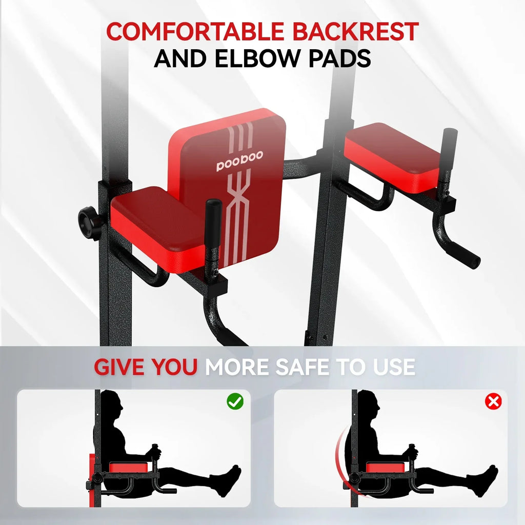 2026 NewLNOW Multifunction Power Tower Pull up Bar Dip Station Power Rack with Adjustable Backrest for Home Gym Strength Training Workout Equipment Max Weight 480lbs