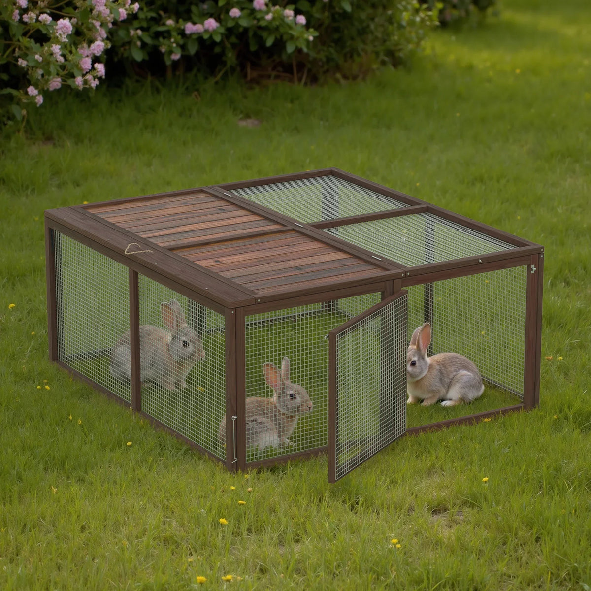 2026 NewPortable Chicken Coop Run Rabbit Hutch Outdoor Small Animal Cage House Wooden Poultry Enclosure for Bunny, Duck, Chick, Quail, No Assembly Required