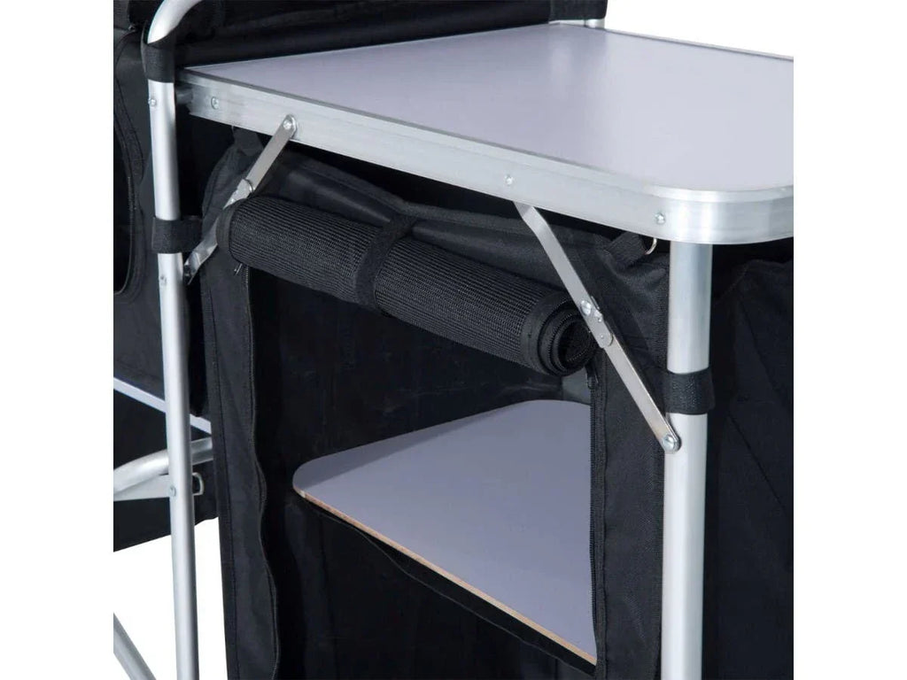 2026 NewInch Aluminum Portable Fold-Up Camping Kitchen with Windscreen and 5 Enclosed Cupboards, Cook Station, for BBQ, Camping, Picnic, Backyard