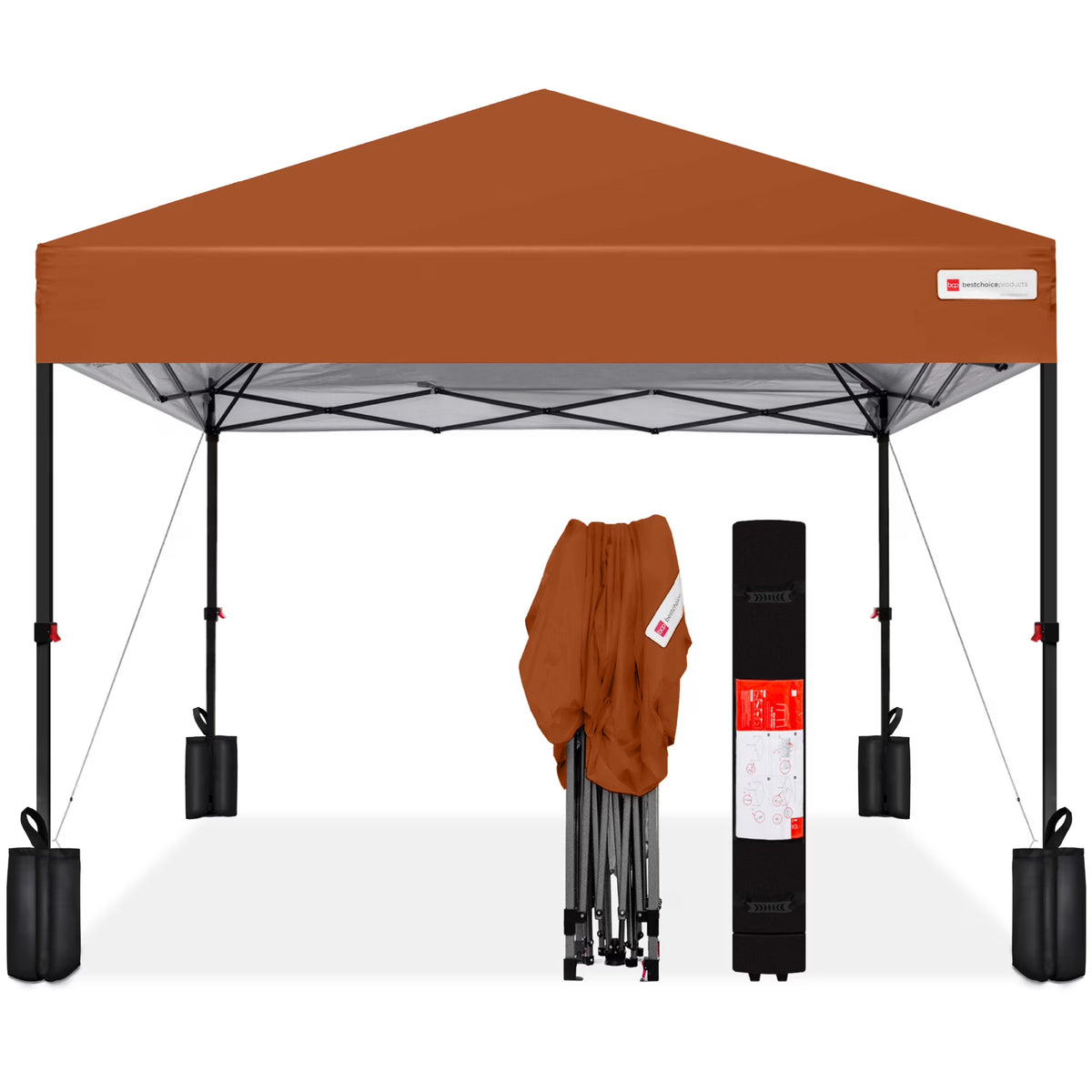 2026 NewBest Choice Products 12x12ft Easy Setup Pop Up Canopy w/ 1-Button Setup, Wheeled Case, 4 Weight Bags - Navy Blue