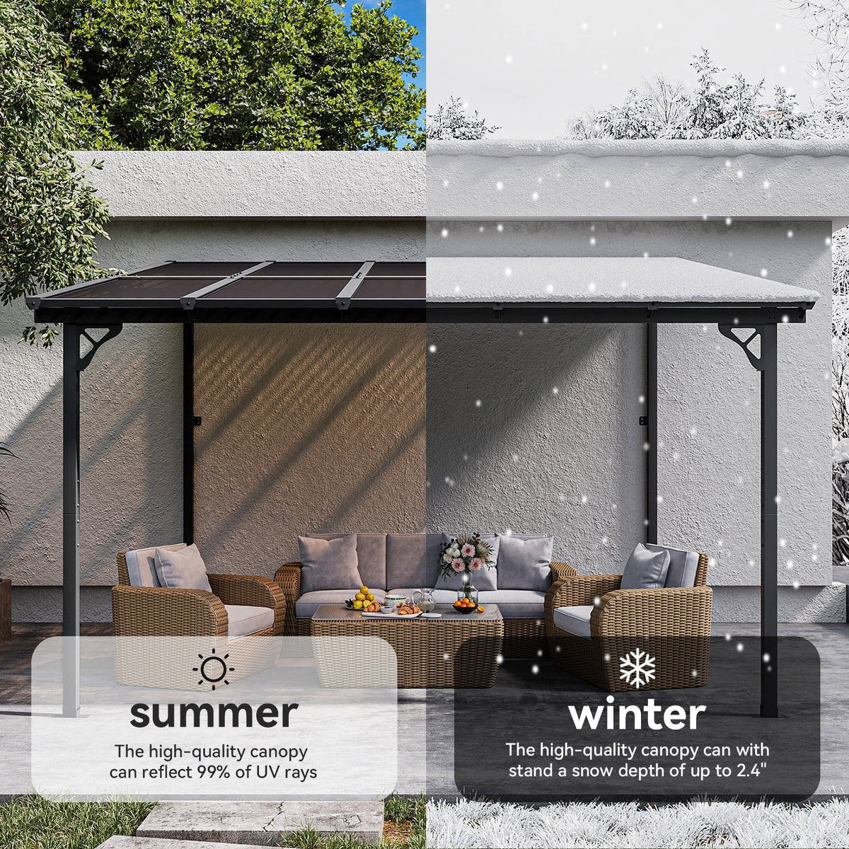2026 NewAoxun 8' x 5' Gazebo for Patio, Gazebo Pergola with Sloped Roof, Grill Gazebo Large Wall-Mounted Heavy Duty Awnings, for Backyard, Deck, Patio