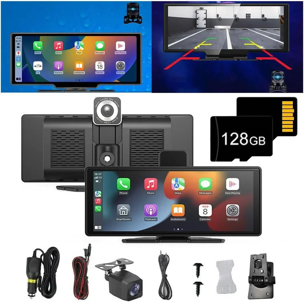2026 NewCartablet Pro Max 2025 Model, 10.26" HD Car Tablet with 4k Dash Cam, Car Tablet Pro Max 2025, 1080p Backup Camera, GPS Navigation/Voice Control (Recorder+Reversing Camera+Screen Projection(128G))