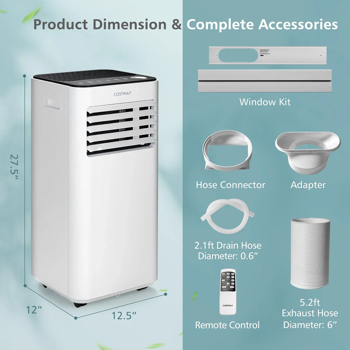 2026 NewCostway 10000 BTU Portable Air Conditioner 3-in-1 Air Cooler with Fan Dehum Sleep Mode