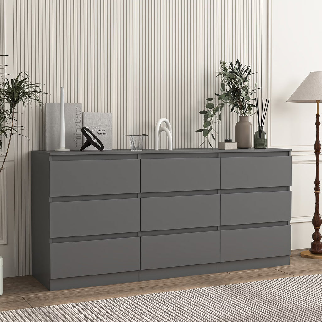 2026 NewResenkos Modern Mid Century 6 Drawer Wide Dressers Chests for Bedroom, Chest of Drawer Organizer Grey