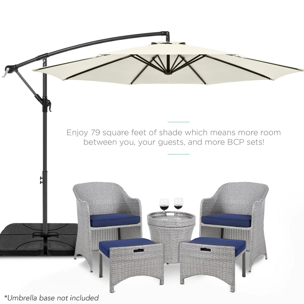 2026 NewBest Choice Products 10ft Offset Hanging Outdoor Market Patio Umbrella w/ Easy Tilt Adjustment - Tan