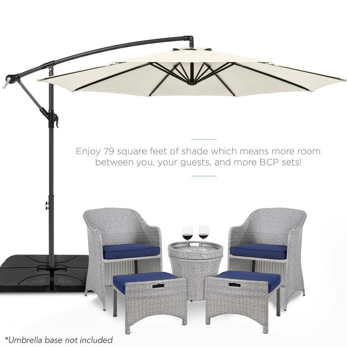 2026 NewBest Choice Products 10ft Offset Hanging Outdoor Market Patio Umbrella w/ Easy Tilt Adjustment - Tan