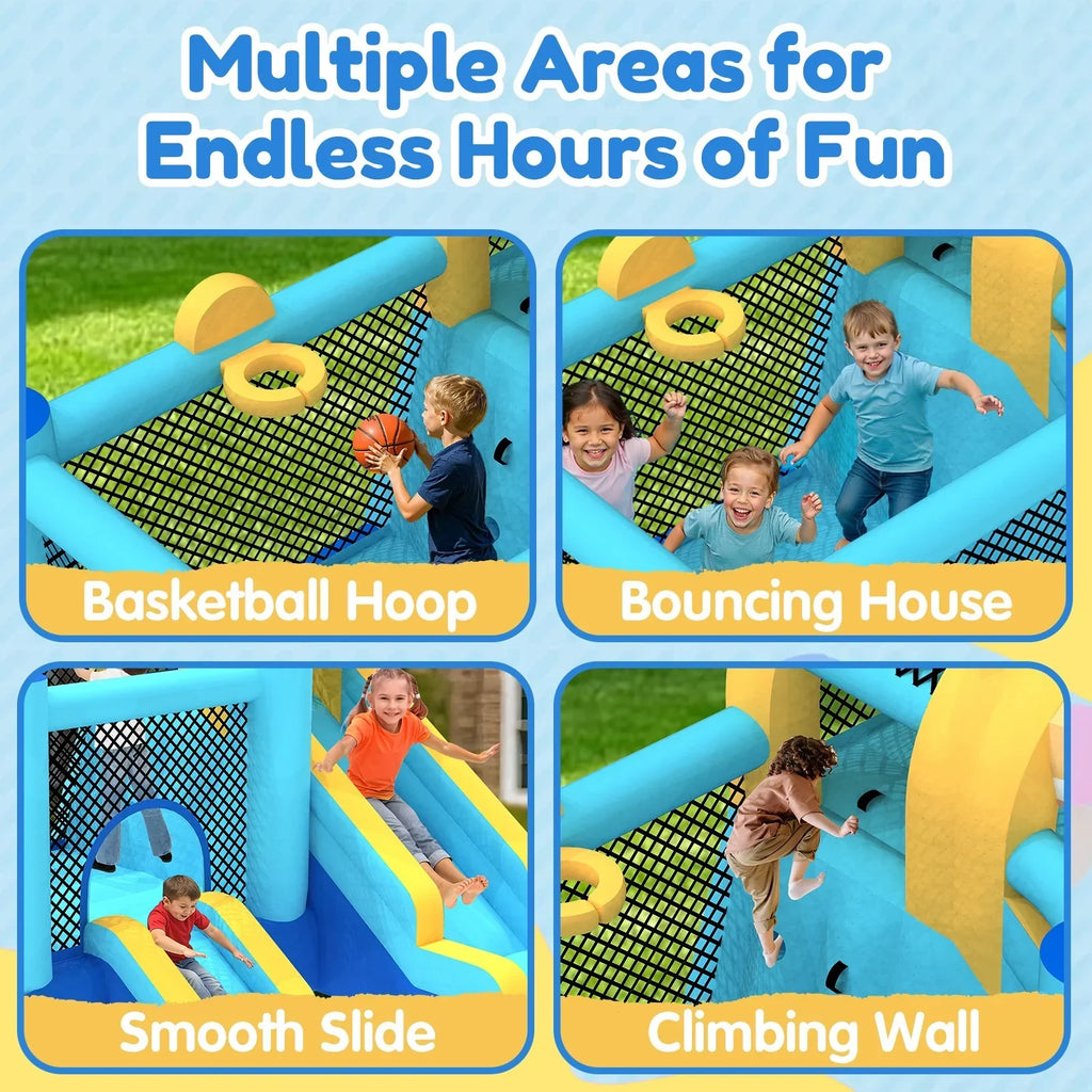 2026 NewMukidy 114''x 114'' x 92.5'' Inflatable Bounce Houses for Kids 3-10 with Blower Double Slide and Ball Pit/Indoor Bouncy House, PVC, Child, Teen, Toddler"Blue