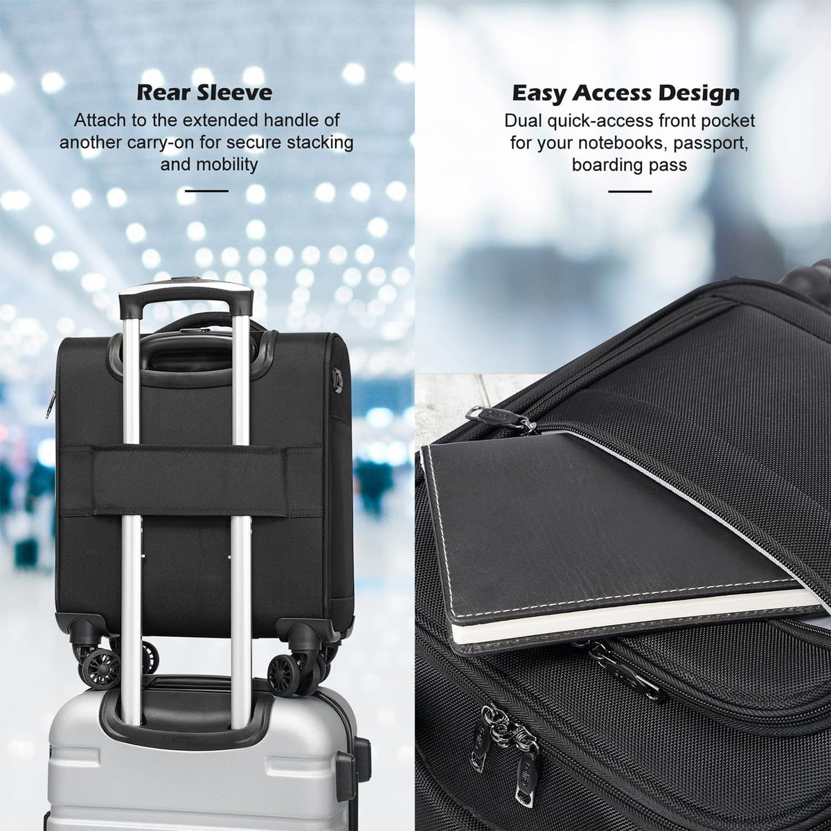 2026 NewUnderseat Carry On Luggage Softside Lightweight Rolling Travel Bag Spinner Suitcase