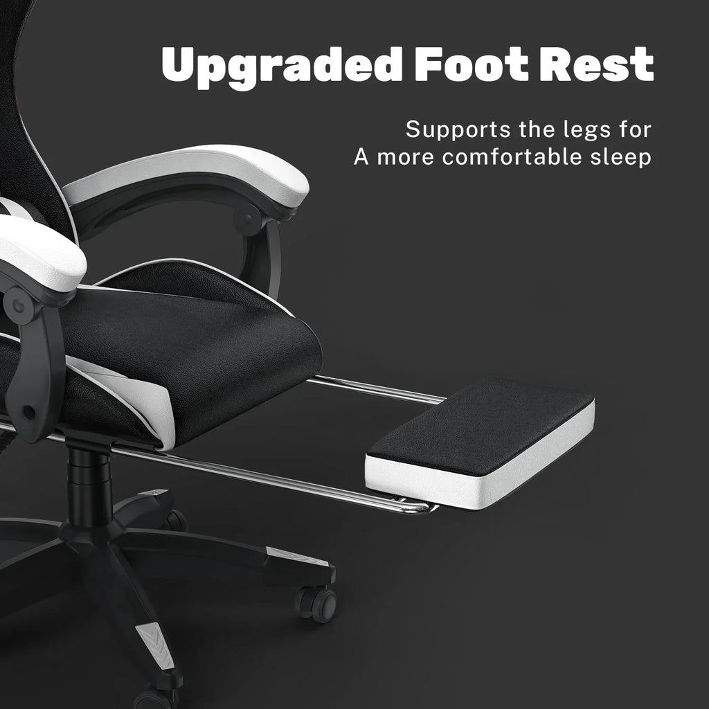 2026 NewBigzzia Gaming Chair Office Chair, Ergonomic Game Chair with Height Adjustable Headrest and Lumbar Support for Adults Teens, Black & White