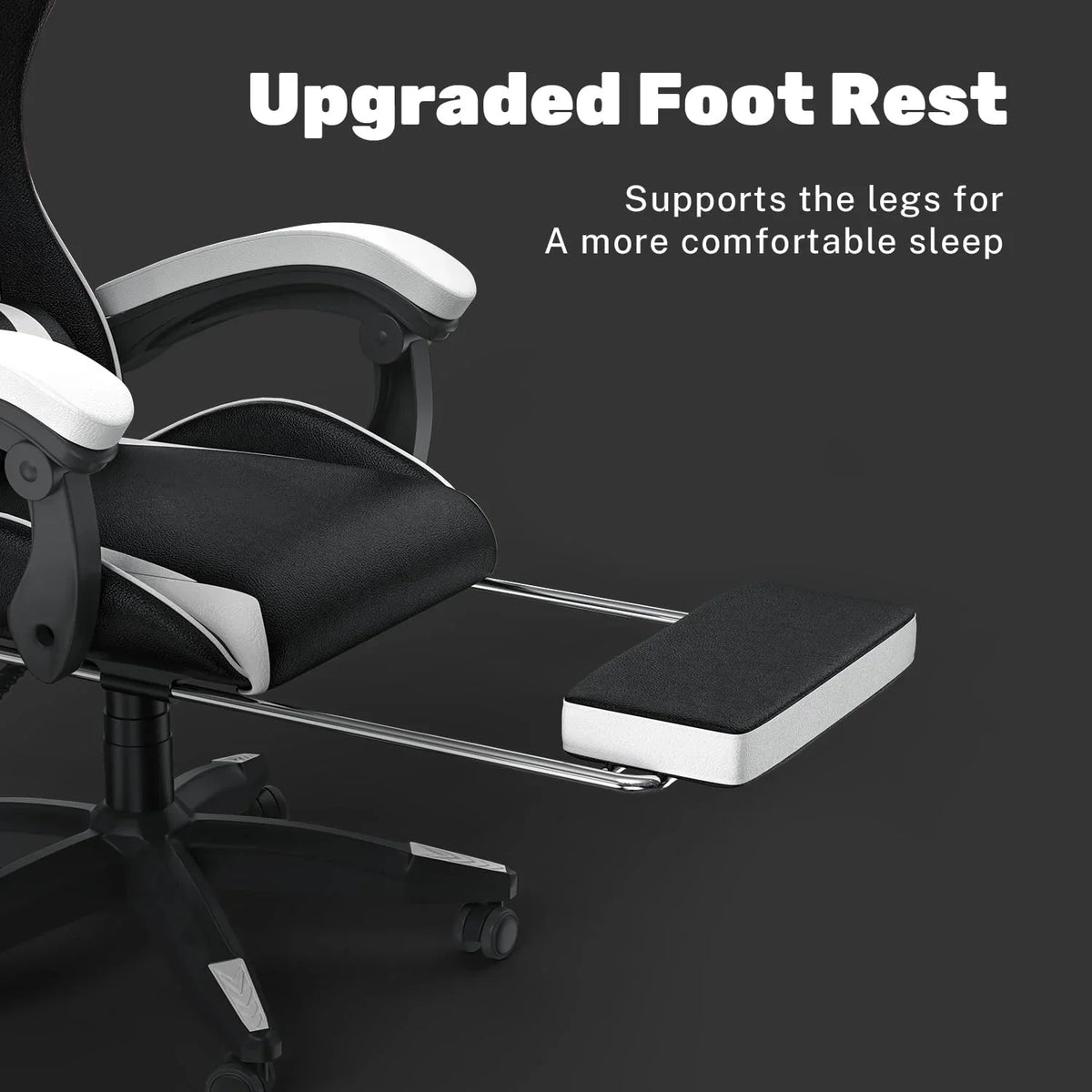 2026 NewBigzzia Gaming Chair Office Chair, Ergonomic Game Chair with Height Adjustable Headrest and Lumbar Support for Adults Teens, Black & White