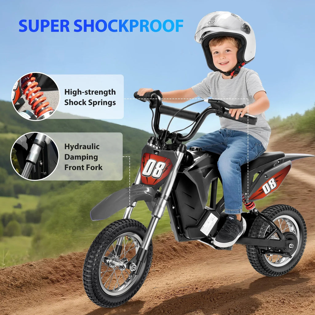 2026 New36V Kids Electric Dirt Bike,Fast Speed Electric Motorcycle Up to 16 MPH & 10 Miles Long-Range, 3-Speed Modes, Twist Grip Throttle, Dual Suspension & Brakes for Kids Ages 5-10 Ride on Toys