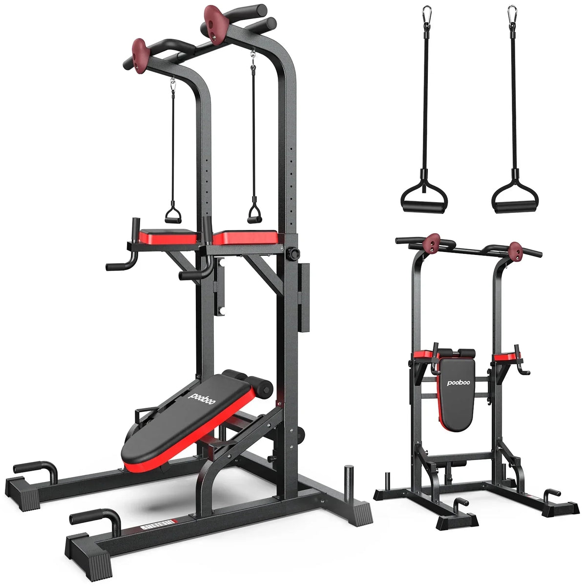2026 NewLNOW Multifunction Power Tower Pull up Bar Dip Station Power Rack with Adjustable Backrest for Home Gym Strength Training Workout Equipment Max Weight 480lbs