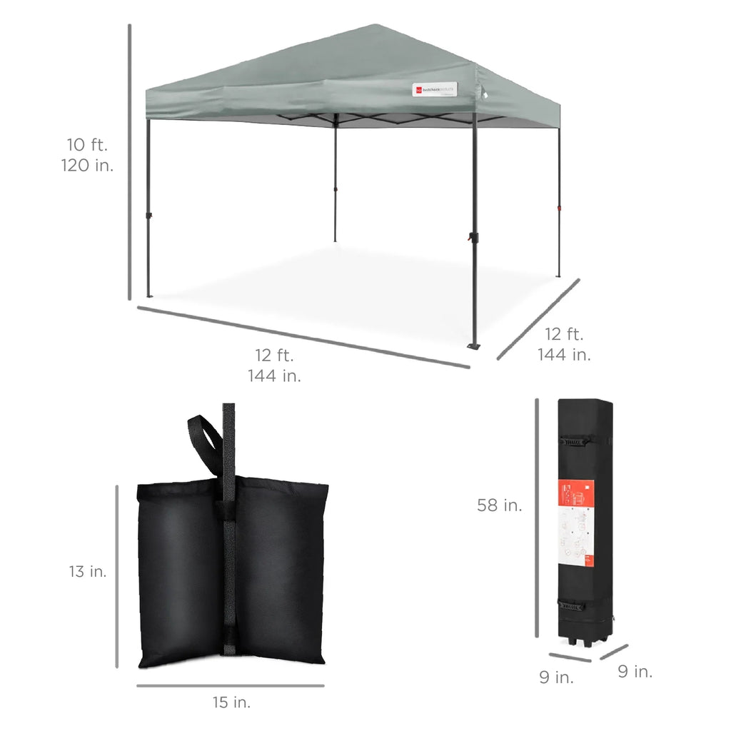 2026 NewBest Choice Products 12x12ft Easy Setup Pop Up Canopy w/ 1-Button Setup, Wheeled Case, 4 Weight Bags - Navy Blue