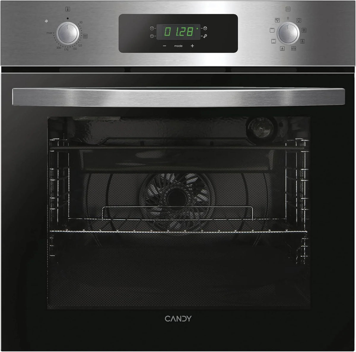 2026 Candy FIDCP X625 L, Horno Multifunción, 70L, Bandeja y Rejilla, Limpieza Aquactiva, Convección Ventilador radial, 8 Funciones, Display Timer Touch, Mandos Push&Pull, Puerta 2 Cristales, Inox y Negro